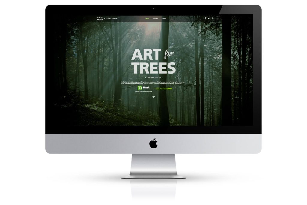 Art for Trees website on desktop screen